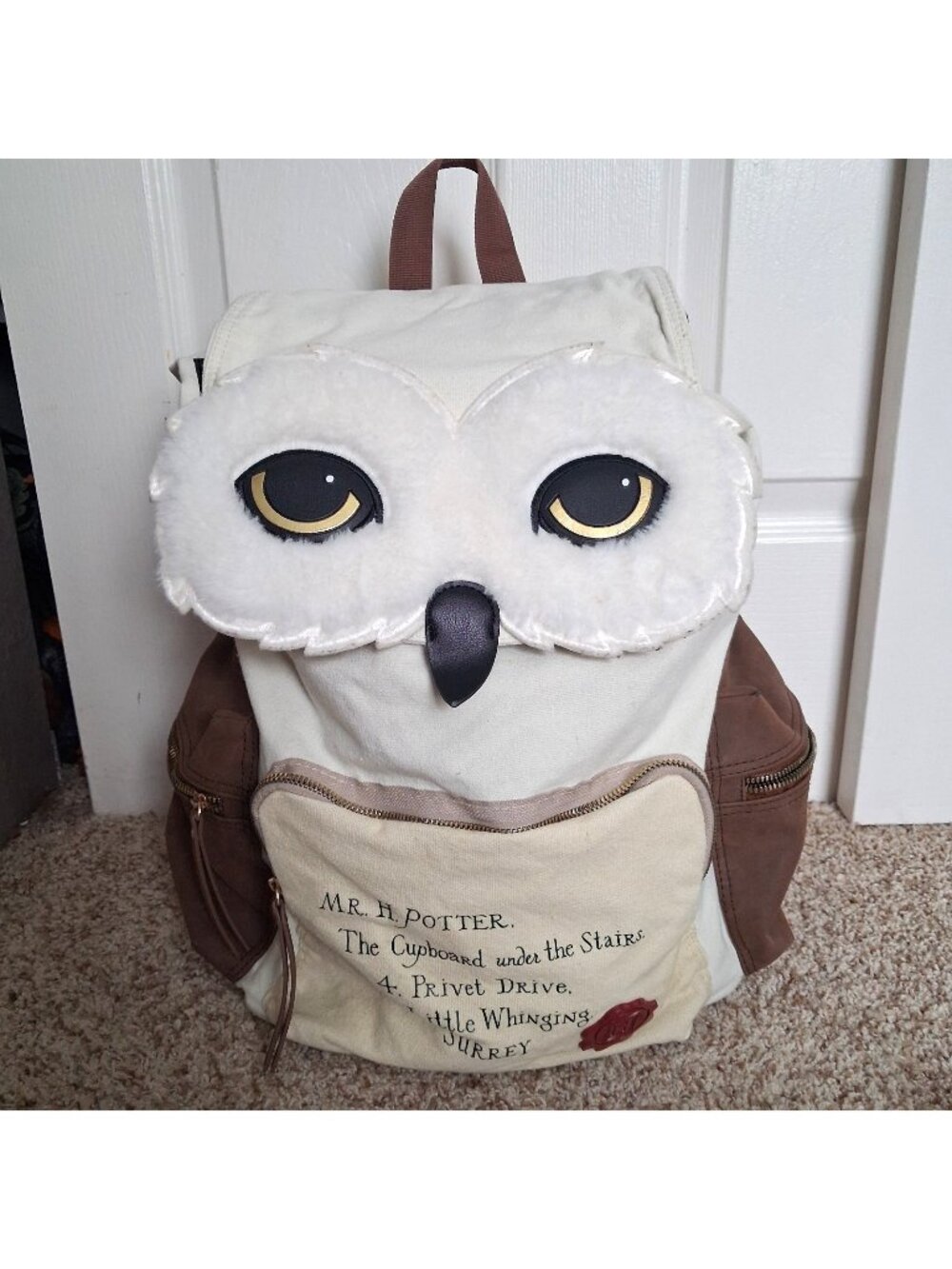 Harry Potter Hedwig Owl Backpack Bioworld Address Front Pocket